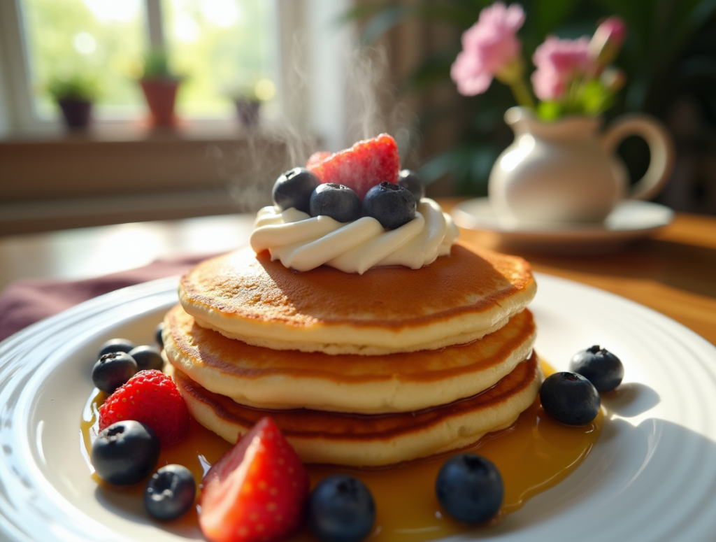 Fluffy Stack of Cake Mix Pancakes